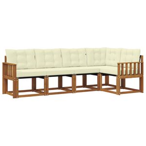 vidaXL Outdoor-Sofagarnitur mit Kissen 5 pcs Natur und Creme