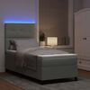 vidaXL LED Boxspringbett mit Matratze Hellgrau 90 x 190 cm Stoff