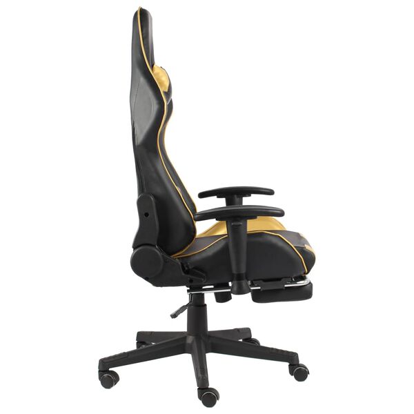 vidaXL Gaming-Stuhl mit Fu&szlig;st&uuml;tze Drehbar Golden PVC