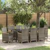 vidaXL Garten Essgruppe 9 pcs Grau Poly-Rattan
