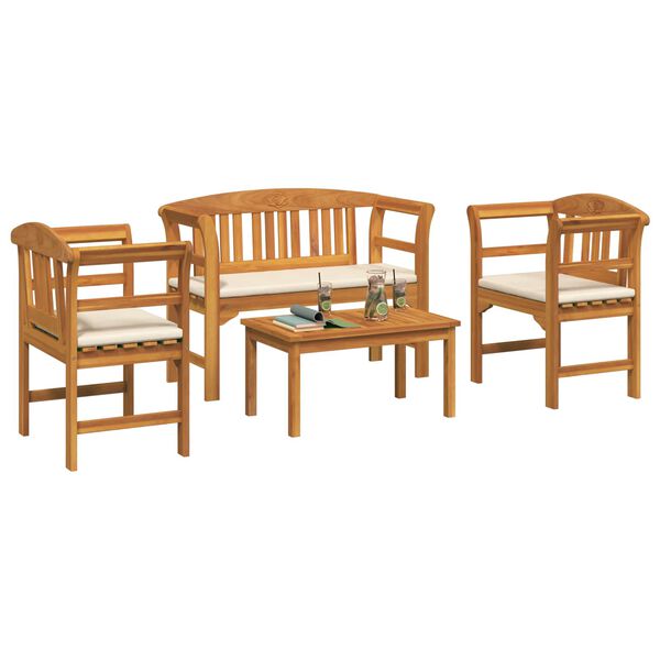 vidaXL Gartenrosen-Lounge-Set mit Kissen 4 pcs Massivholz Akazie