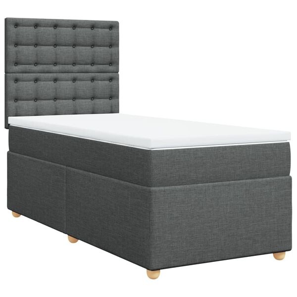 vidaXL Boxspringbett mit Matratze Dunkelgrau 90x190 cm Stoff