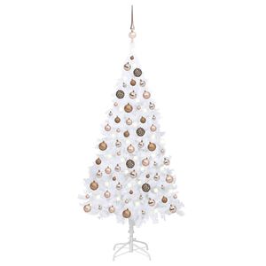 vidaXL K&uuml;nstlicher Weihnachtsbaum mit Beleuchtung & Kugeln Wei&szlig; 120 cm