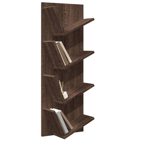 vidaXL Wand-B&uuml;cherregal mit 4 F&auml;chern Braun Eichen-Optik 33x16x90 cm