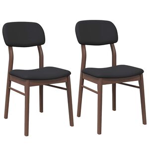 vidaXL Esszimmerst&uuml;hle mit Kissen 2 Stk. Braun Massivholz Gummibaum
