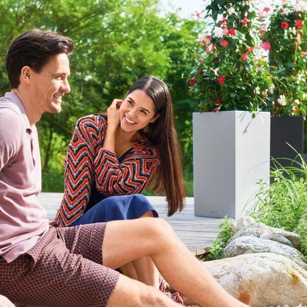 LECHUZA Pflanzgef&auml;&szlig; CANTO Stone 40 High ALL-IN-ONE Steingrau