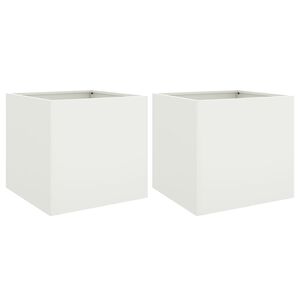 vidaXL Pflanzk&uuml;bel 2 Stk. Wei&szlig; 49x47x46 cm Stahl