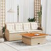 vidaXL 3-tlg. Garten-Sofagarnitur mit Kissen Beige Poly Rattan