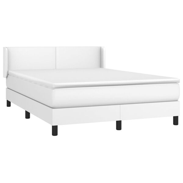 vidaXL Boxspringbett mit Matratze Wei&szlig; 140x190 cm Kunstleder