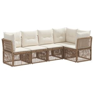 vidaXL Gartensofa-set 5 stk. Beige Poly-Rattan
