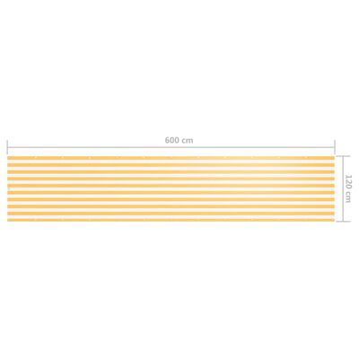 vidaXL Balkon-Sichtschutz Weiß und Gelb 120x600 cm Oxford-Gewebe