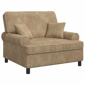 vidaXL XXL-Sessel mit Kissen Beige 1,5 Linien Stoff