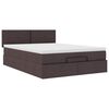 vidaXL Ottoman-Bett mit Matratze & LEDs Dunkelbraun 140x200 cm Stoff