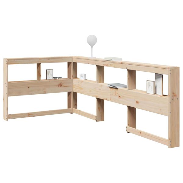 vidaXL Kopfteil mit B&uuml;cherregal L-Form 100 cm Massivholz Kiefer