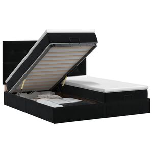 vidaXL Ottoman Bett mit Matratze mit Kopfteil 2 Stk. Schwarz Samt