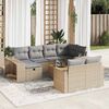 vidaXL 11-tlg. Garten-Sofagarnitur mit Kissen Beige Poly Rattan