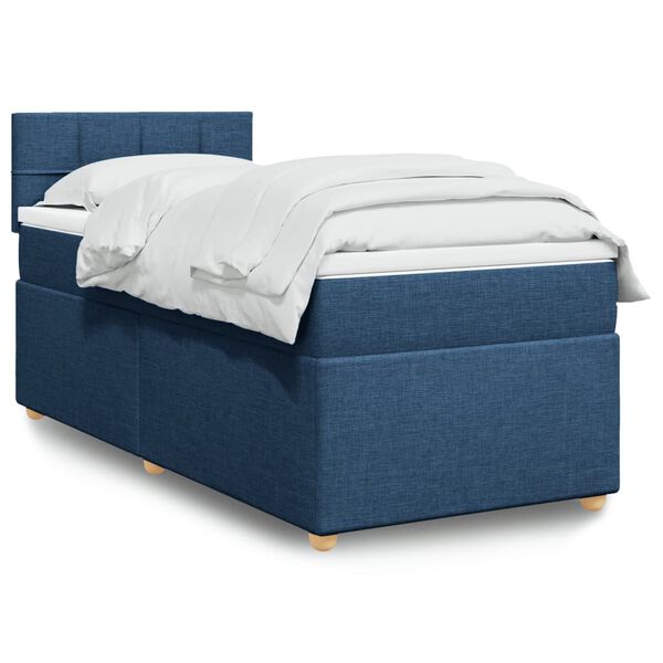 vidaXL Boxspringbett mit Matratze Blau 100x200 cm Stoff