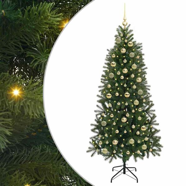 vidaXL K&uuml;nstlicher Weihnachtsbaum mit 300 LEDs Gr&uuml;n 180 cm PE und PVC