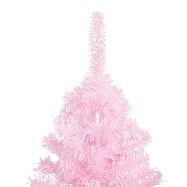 vidaXL K&uuml;nstlicher Weihnachtsbaum mit Beleuchtung & Kugeln Rosa 210cm