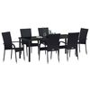 vidaXL Garten Essgruppe 7 pcs Schwarz Pulverbeschichteter Stahl