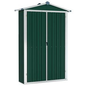 vidaXL Ger&auml;tehaus Gr&uuml;n 116x45x175 cm Verzinkter Stahl