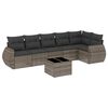 vidaXL 7-tlg. Garten-Sofagarnitur mit Kissen Grau Poly Rattan