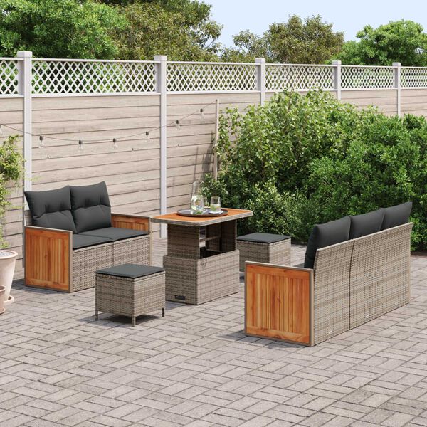vidaXL Gartensofa-set mit Kissen 10 pcs Grau Poly-Rattan