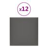 vidaXL Wandpaneele 12 Stk. Grau 30x30 cm Kunstleder 1,08 m&sup2;