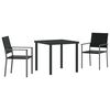 vidaXL Garten Essgruppe 3 stk. Schwarz PE-Rattan