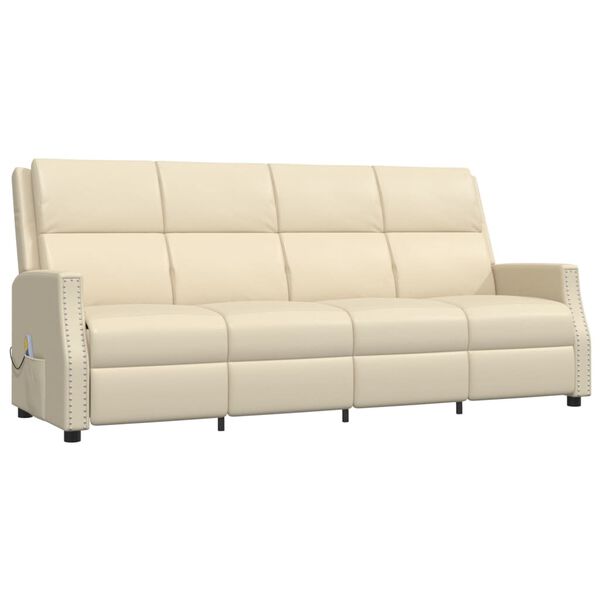 vidaXL 4-Sitzer Massagesessel Creme Kunstleder