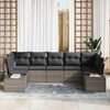 vidaXL Garten-Sofa-Set mit Kissen 7 pcs Grau Poly Rattan