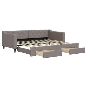 vidaXL Tagesbett Ausziehbar mit Schubladen Taupe 90x200 cm Stoff