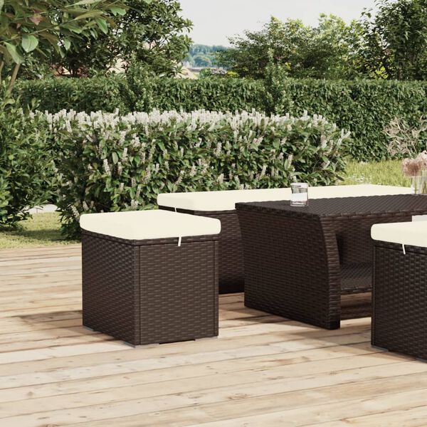 vidaXL Hocker mit Kissen 2 Stk. Braun 40x30x40 cm Poly Rattan