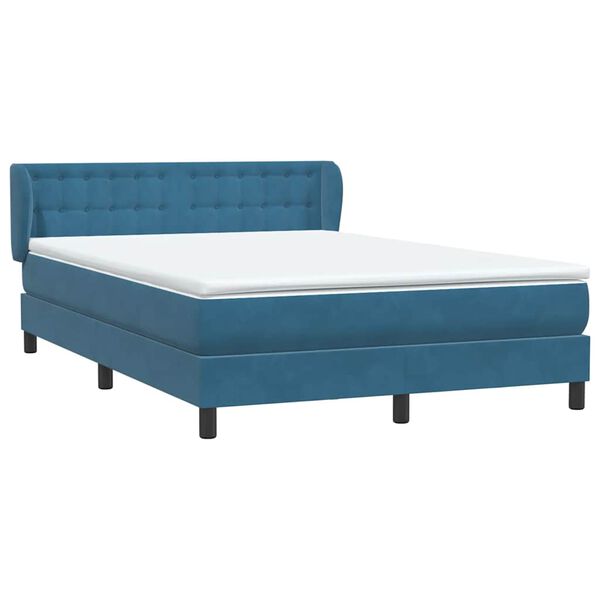vidaXL Boxspringbett mit Matratze Dunkelblau 160x220 cm Samt