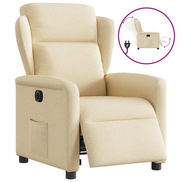 vidaXL Relaxsessel Elektrisch Creme Stoff