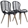 vidaXL Esszimmerst&uuml;hle 2 Stk. Schwarz Natur Rattan