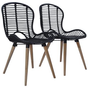vidaXL Esszimmerst&uuml;hle 2 Stk. Schwarz Natur Rattan