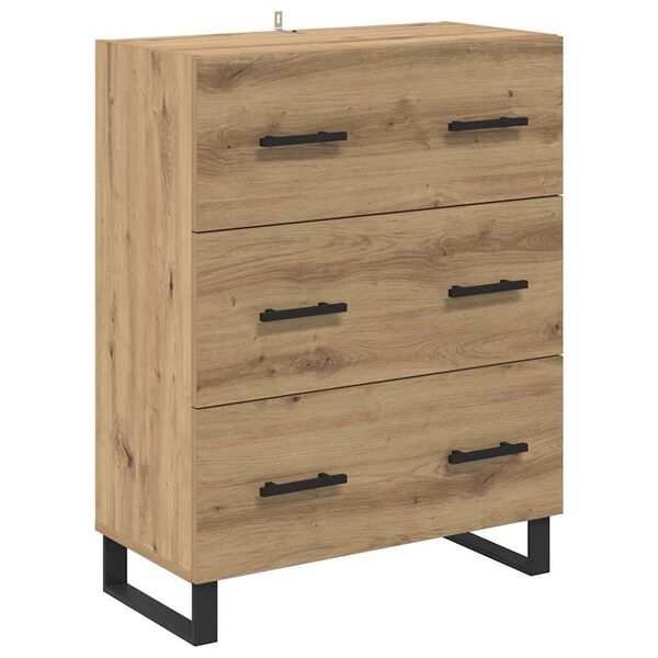 vidaXL Sideboard Artisan-Eiche 69,5 x 34 x 90 cm Verbundholz und Eisen
