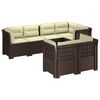 vidaXL 7-Sitzer Gartensofa mit Kissen Rattan-Look PP Braun
