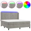 vidaXL Boxspringbett mit Matratze & LED Hellgrau 160x200 cm Samt
