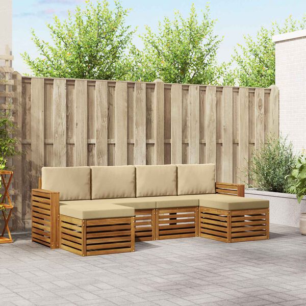 vidaXL Sofagarnituren 6 pcs Natur und Beige Massivholz Akazie