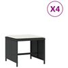 vidaXL Gartenhocker mit Kissen 4 Stk. Schwarz 40x40x35 cm Poly Rattan