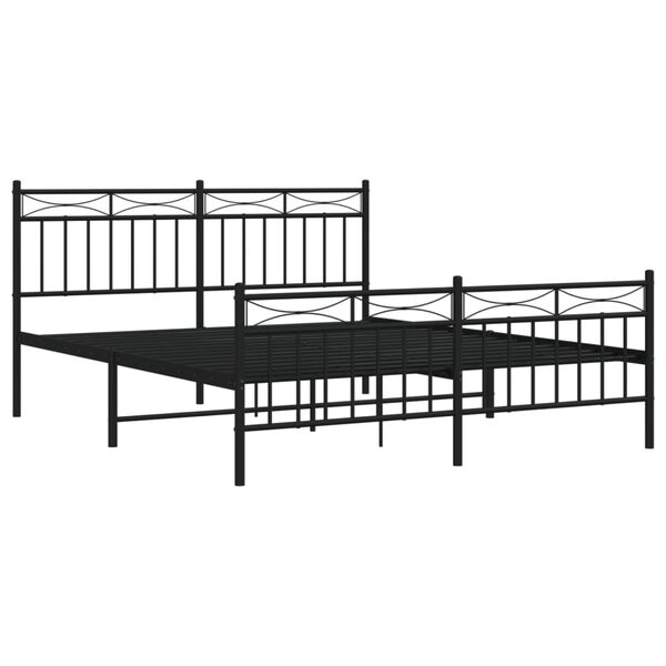 vidaXL Metallbett ohne Matratze mit Fu&szlig;teil Schwarz 160x200 cm