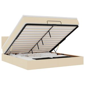 vidaXL Ottoman-Bett mit Matratze & LEDs Creme 160x200 cm Stoff