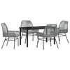 vidaXL Garten Essgruppe mit Kissen 5 pcs Grau Poly-Rattan