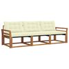 vidaXL Outdoor-Sofagarnitur mit Kissen 3 pcs Natur und Creme