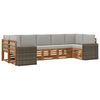 vidaXL Ecksofa Set mit Kissen 7 pcs Nat&uuml;rlich und Hellgrau Polyester
