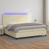 vidaXL Boxspringbett mit Matratze & LED Creme 200x200 cm Kunstleder