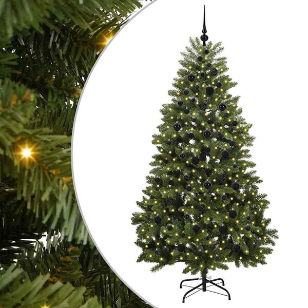 vidaXL K&uuml;nstlicher Weihnachtsbaum Gr&uuml;n 210 cm PVC und Metall