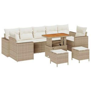 vidaXL Gartensofa-set mit Kissen 13 pcs Schwarz und Creme Poly-Rattan